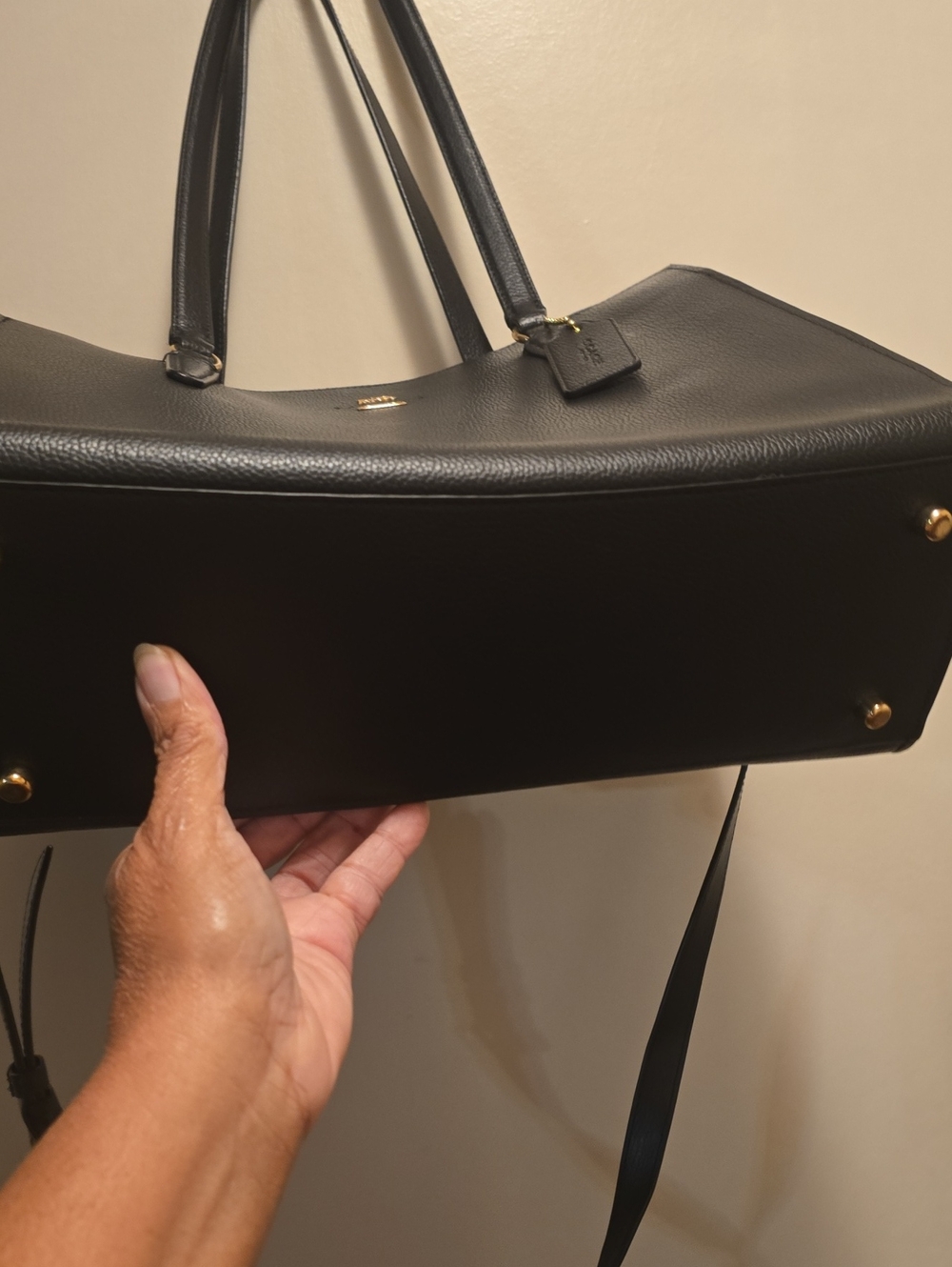 Coach Black Pebbled Leather Tote with Gold Hardware - Picture 4 of 11